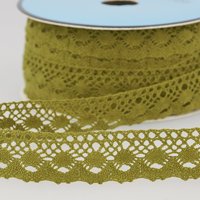 Ruban dentelle cercles kaki 25mm - Mondial Tissus