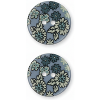 Lot de 3 boutons marguerites 25 mm bleu gris et vert canard - Frou Frou - Mondial Tissus