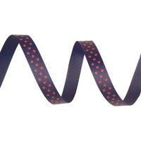 Ruban gros grain marine à pois rouges - Mondial Tissus