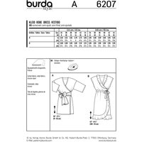Patron Burda 6207 Robe kimono portefeuille arrondie et volantée avec ceinture nœud ruban - du 36 au 46 - Burda - Mondial Tissus