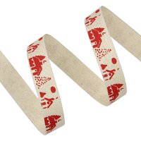 Ruban lurex noel cottage beige - Mondial Tissus