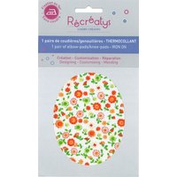 Coude/genou thermocollant fleuri orange et vert - Frou Frou - Mondial Tissus