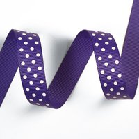 Ruban gros grain violet à pois blancs - Mondial Tissus