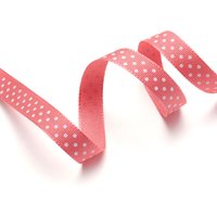 Ruban gros grain fantaisie rose et pois blancs 10 mm - Frou Frou - Mondial Tissus
