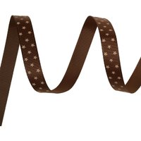 Ruban gros grain marron à étoiles taupe - Mondial Tissus