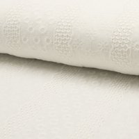 Tissu coton à broderie anglaise fleurs et bandes écru - Mondial Tissus
