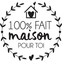 Tampon en bois rond inscription "100% fait maison" - Mondial Tissus