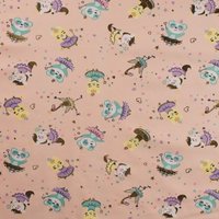 Maille jersey coton imprimée animaux dansant rose - Mondial Tissus