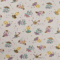 Maille jersey coton imprimée animaux dansant blanc - Mondial Tissus