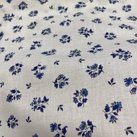 Tissu cretonne imprimé petit floral bleu - Mondial Tissus