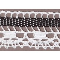 Ruban dentelle 100% coton noir et blanc 21mm - Frou Frou - Mondial Tissus