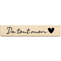 Tampons en bois rectangle inscription "De tout mon cœur" - Mondial Tissus