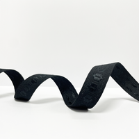 Galon amboise brodé géométrique noir 20mm - Mondial Tissus