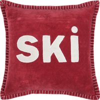 Coussin de montagne carré rouge "Ski" 40x40cm - MT - Mondial Tissus