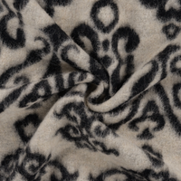 Tissu Lainage folklo noir écru - Mondial Tissus