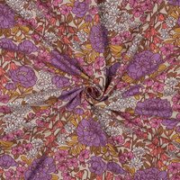 Tissu jersey coton extensible floral multicolore beige - Mondial Tissus