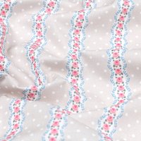 Tissu patchwork coton beige imprimé rayures fleuries - Mondial Tissus