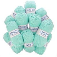 Lot de 10 pelotes de fil à tricoter Azurite 50g 100% acrylique - Col. 3033 Menthe - Mondial Tissus