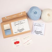 Kit DIY tricot - layette snood Lola naturel/bleu ciel sans aiguilles - Tricotez-moi - Mondial Tissus