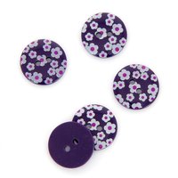 Boutons imprimés fleurs violet 18 mm MT - MT - Mondial Tissus