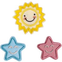 Écusson lot étoile bleue + étoile rose + soleil - Mondial Tissus