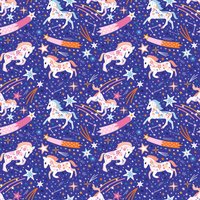 Tissu popeline coton bleu imprimé licorne mystique Cosmic Cowboy - Dashwood - Dashwood Studio - Mondial Tissus