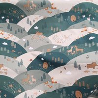 Tissu bachette Linenlook paysage vallonné vert - Mondial Tissus