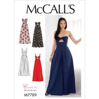 Patron Mc Call's 7789A5 - Robes et combinaisons,variations de corsage et pantalon plissé ou jupe froncée du 34 au 42 - McCall's - Mondial Tissus