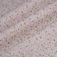 Tissu popeline coton fleurs aplat rose kaki - MT - Mondial Tissus