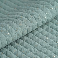 Tissu matelassé double gaze pois doré vert - Mondial Tissus