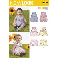 Patron New Look 6970 - barboteuse robe culotte bébé - Newlook - Mondial Tissus