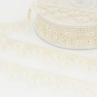 Ruban broderie tulle soleil 30mm écru - Mondial Tissus