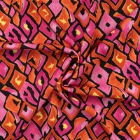 Tissu satin viscose imprimé carreaux fantaisies rose - Mondial Tissus