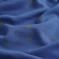 Tissu lange bleu denim triangles dorés - Mondial Tissus