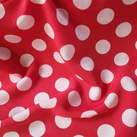 Tissu polyester à gros pois blanc rouge - Mondial Tissus