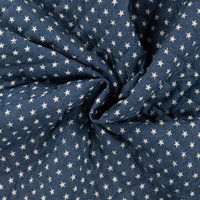 Tissu chambray imprimé matelassé étoiles bleu - Mondial Tissus