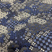 Tissu cretonne enduit shogun bleu - Mondial Tissus