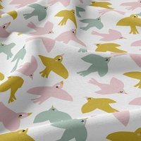 Tissu cretonne imprimé jolies colombes multico - DOMOTEX - Mondial Tissus