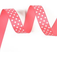 Ruban gros grain rose à pois blancs - Mondial Tissus