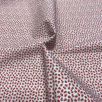 Tissu voile de coton doux blanc mini fleurettes rouges - Mondial Tissus