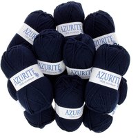 Lot de 10 pelotes de fil à tricoter Azurite 50g 100% acrylique - Col. 3090 Bleu marine - Mondial Tissus