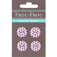 Lot de 4 boutons rose clair pois violet foncé 18 mm - Frou Frou - Mondial Tissus