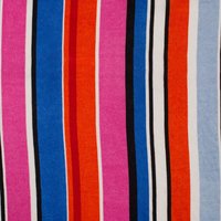 Tissu satin polyester imprimé rayures colorées rose fuchsia - Mondial Tissus