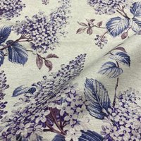 Toile polylin fleurs lilas écru - Mondial Tissus