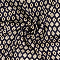 Tissu satin de viscose imprimé ikat géométrique bleu - Mondial Tissus