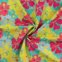 Tissu voile coton imprimé fleur aquarellée jaune - Mondial Tissus