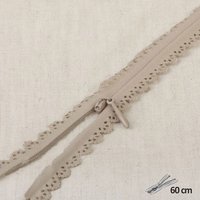 Fermeture à glissière dentelle pierre 60 cm - Mondial Tissus