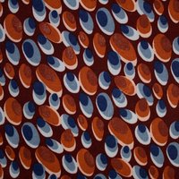 Tissu viscose stretch imprimé ovale bleu et rouge - Mondial Tissus