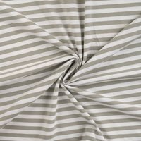 Maille jersey coton rayure 1cm écru et vert amande - Mondial Tissus