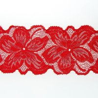 Ruban dentelle nylon extensible rouge 75 mm - MT - Mondial Tissus